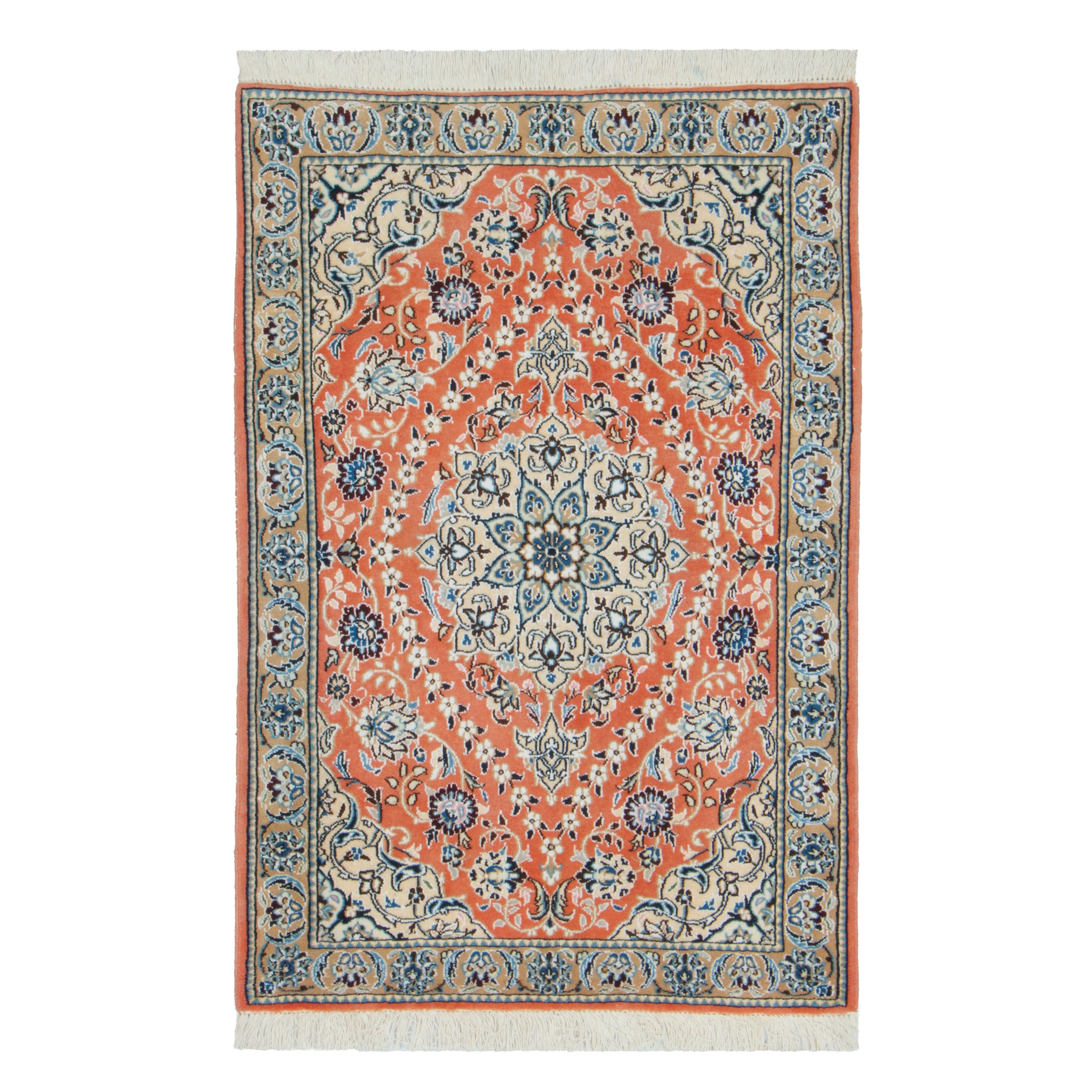 سجادة نايين اليدوية — لاشاك تورانج | خيوط حريرية / سدى صوف | 85 × 123 سم | رمز المنتج 10101326