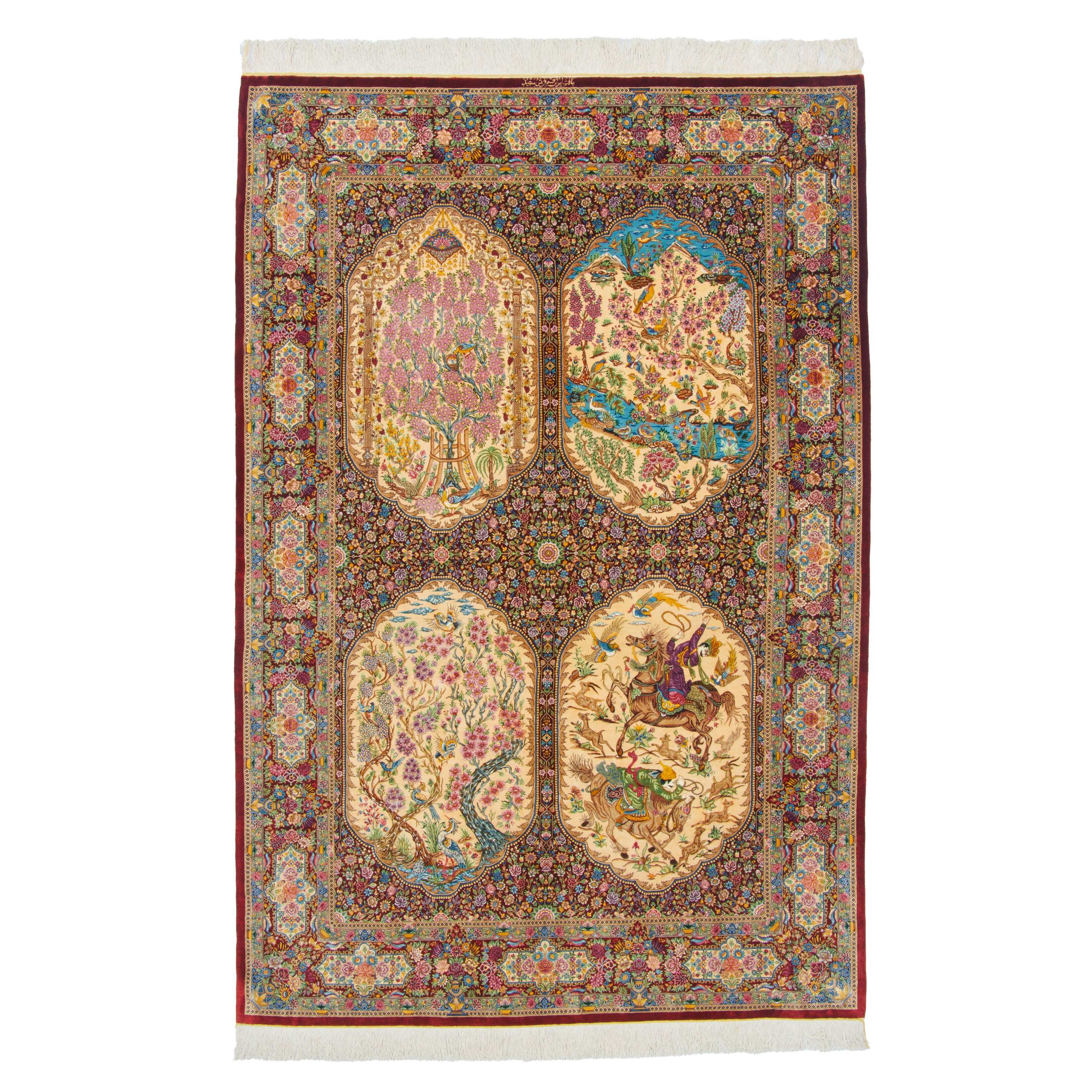 Qom Handmade Carpet — Ghabi | Full Silk | 140 × 210 cm | SKU 10200450