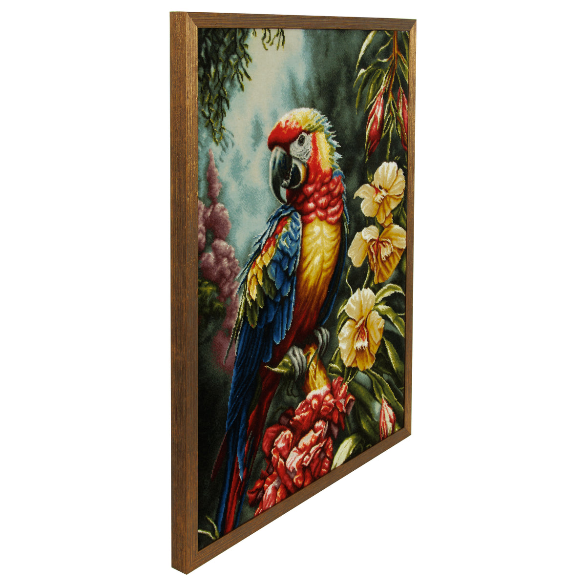 Tabriz Handmade Pictorial Carpet, Bird, Wool & Silk on Silk, Colorful, 51 × 69 cm — 70001586
