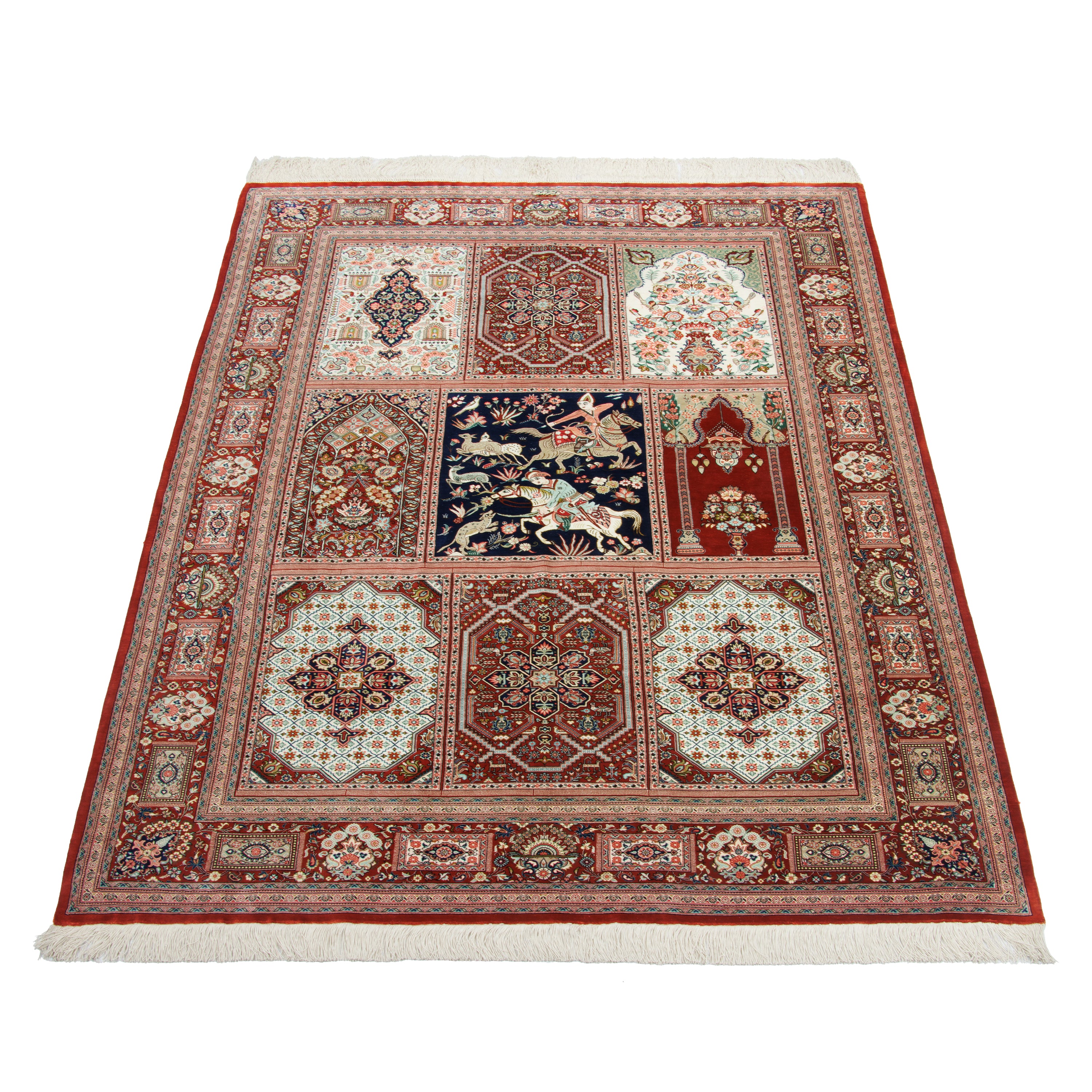 Qom Handmade Carpet — Sarasar | Full Silk | 134 × 196 cm | SKU 10201471