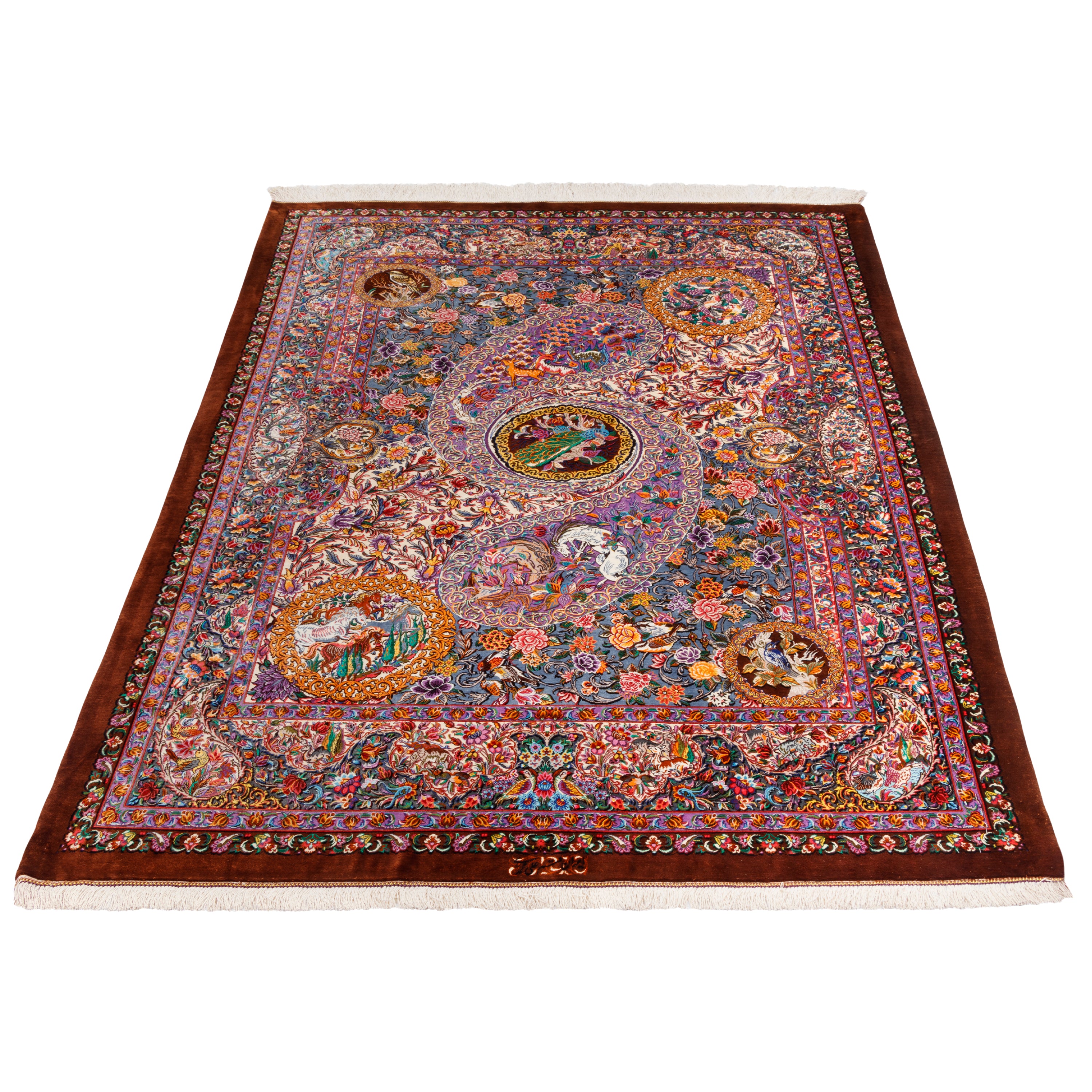 سجادة قم يدوية - ساراسار | حرير كامل | 150 × 200 سم | رمز المنتج 10300388
