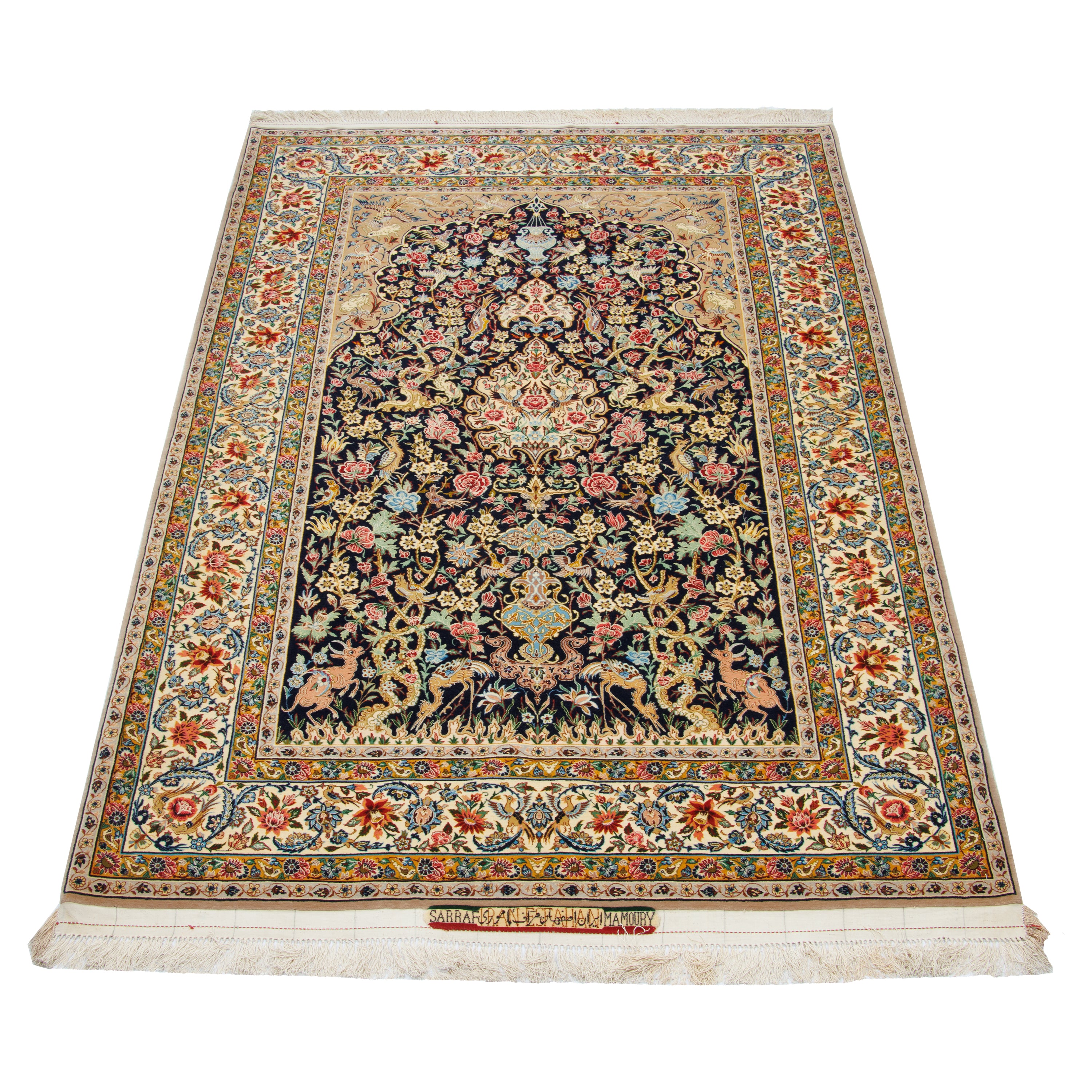 سجادة أصفهان يدوية — محرابي | خيوط حريرية / سدى حريري | 152 × 241 سم | رمز المنتج 10300846