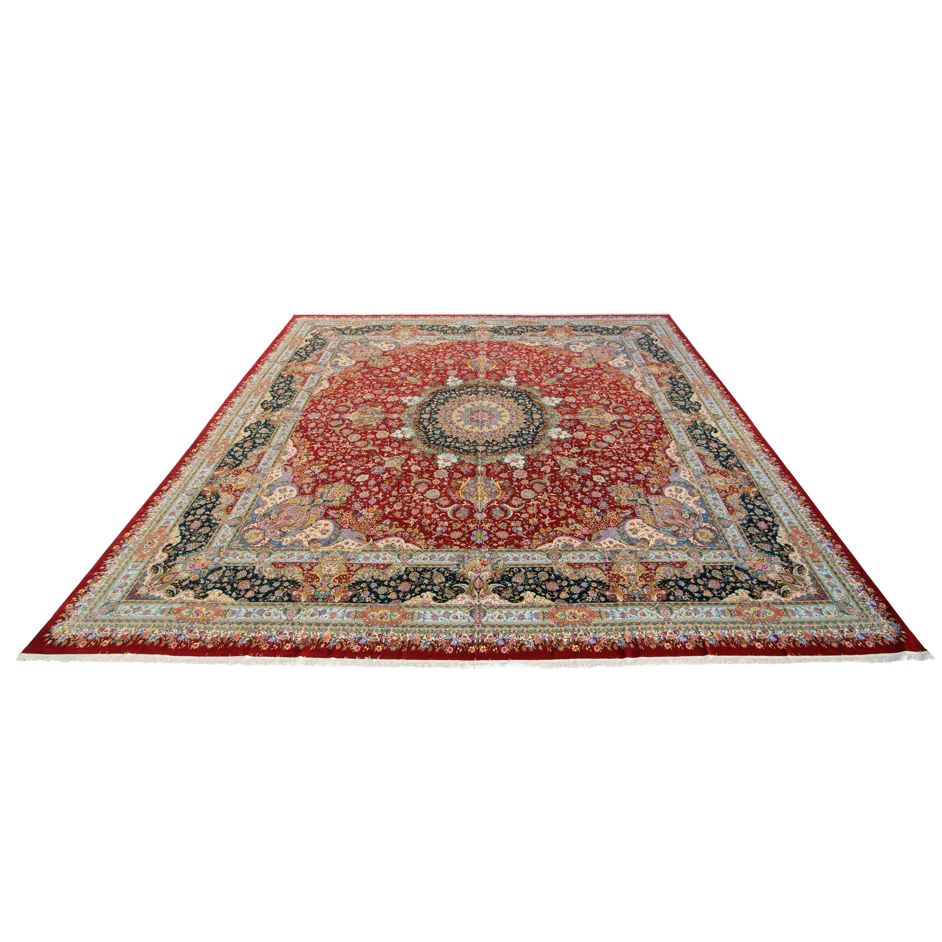 Tabriz Handmade Carpet — Lachak Toranj | Full Silk | 1000 × 1000 cm | SKU 110001185