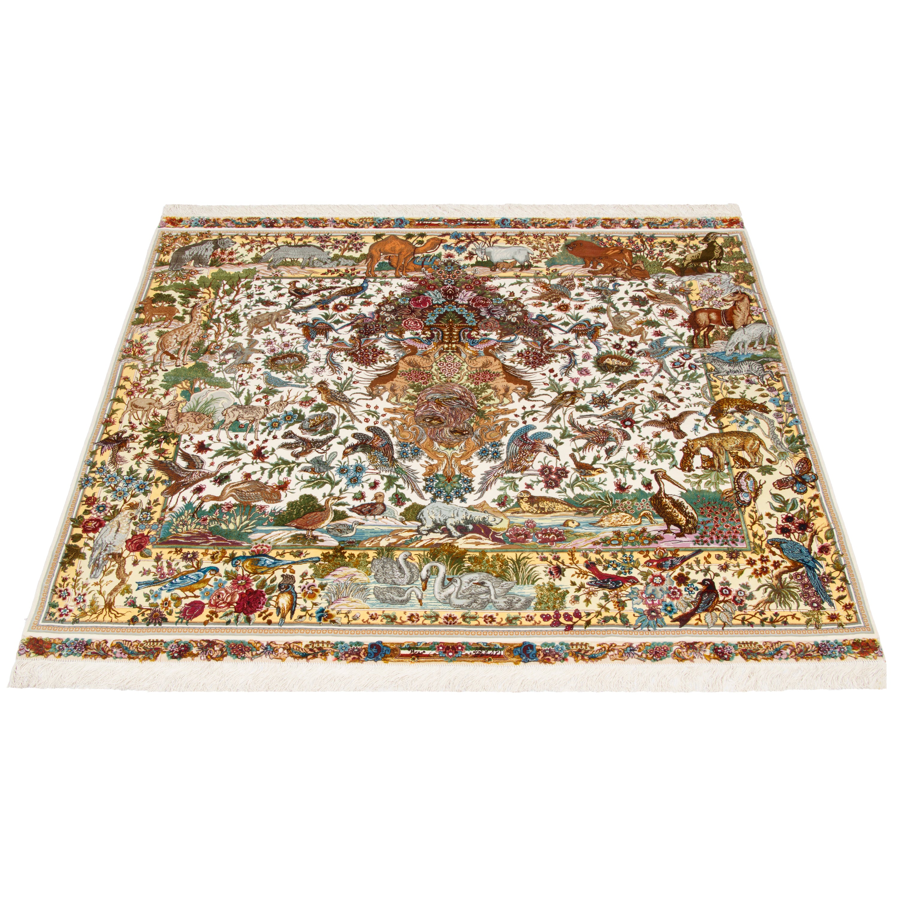 سجاد تبريز يدوي — سرسار | خيوط حريرية / سدى حريري | 170 × 195 سم | SKU 10300567