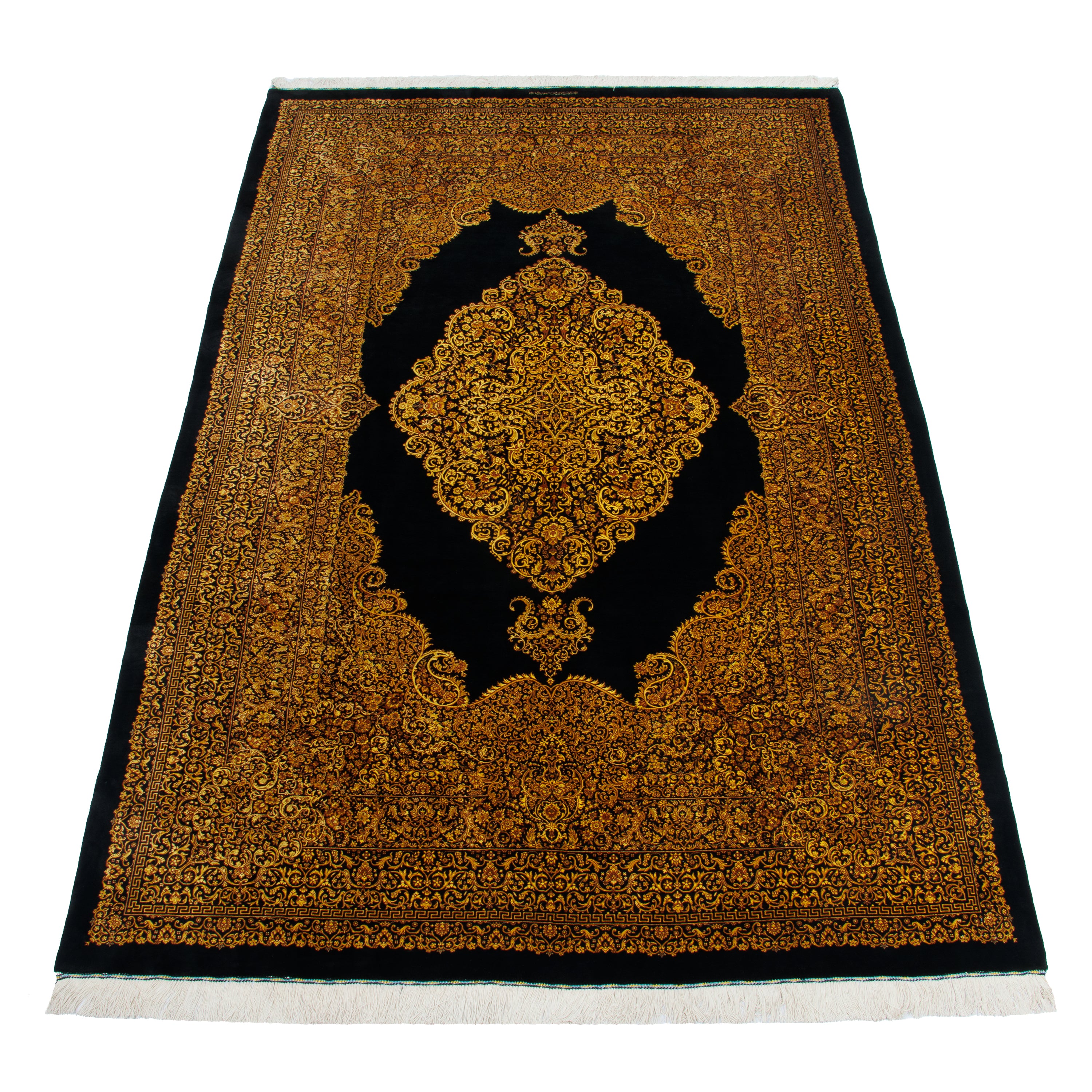 سجاد قم اليدوي - كاف سادة | حرير كامل | 194 × 303 سم | رمز المنتج 10501048