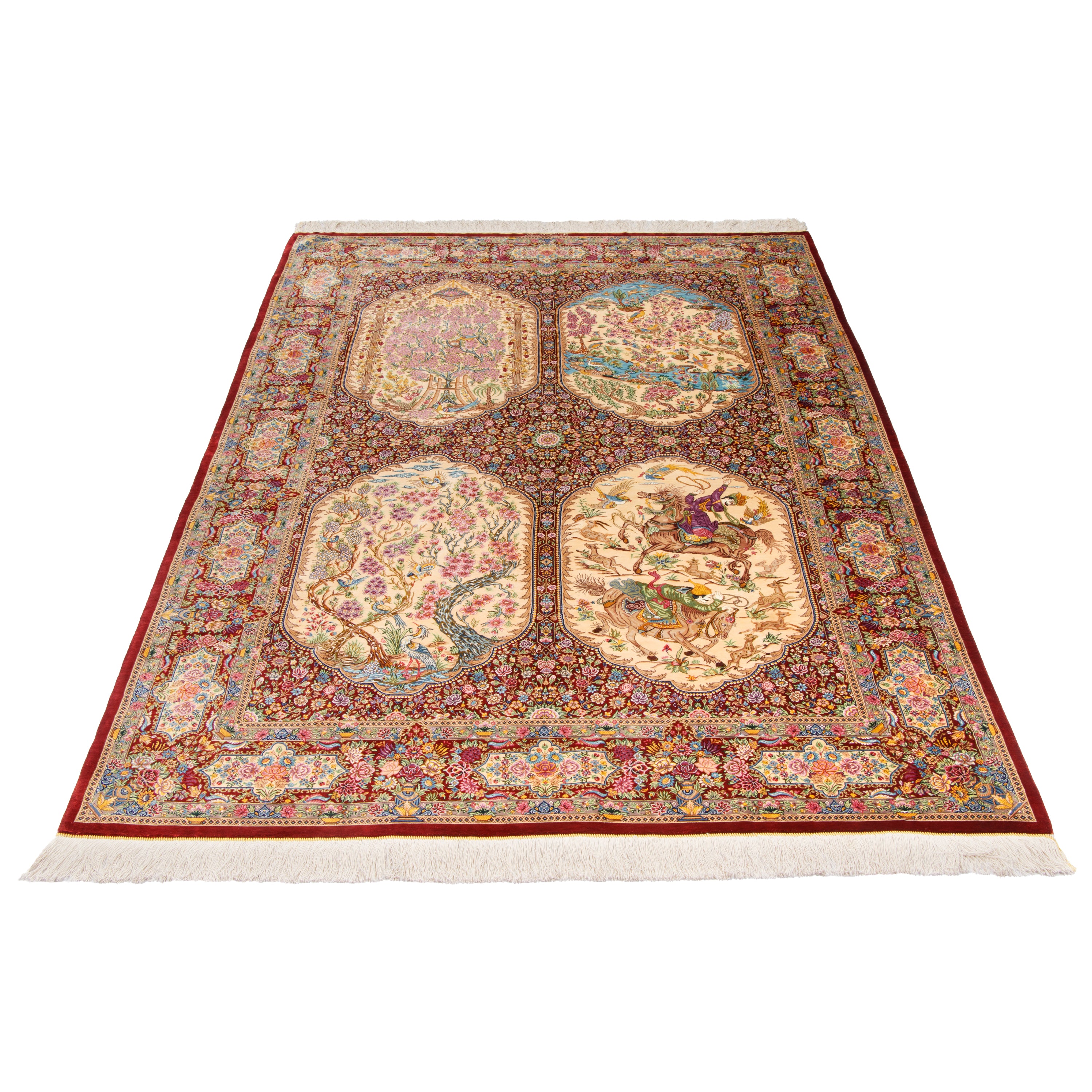 Qom Handmade Carpet — Ghabi | Full Silk | 140 × 210 cm | SKU 10200450