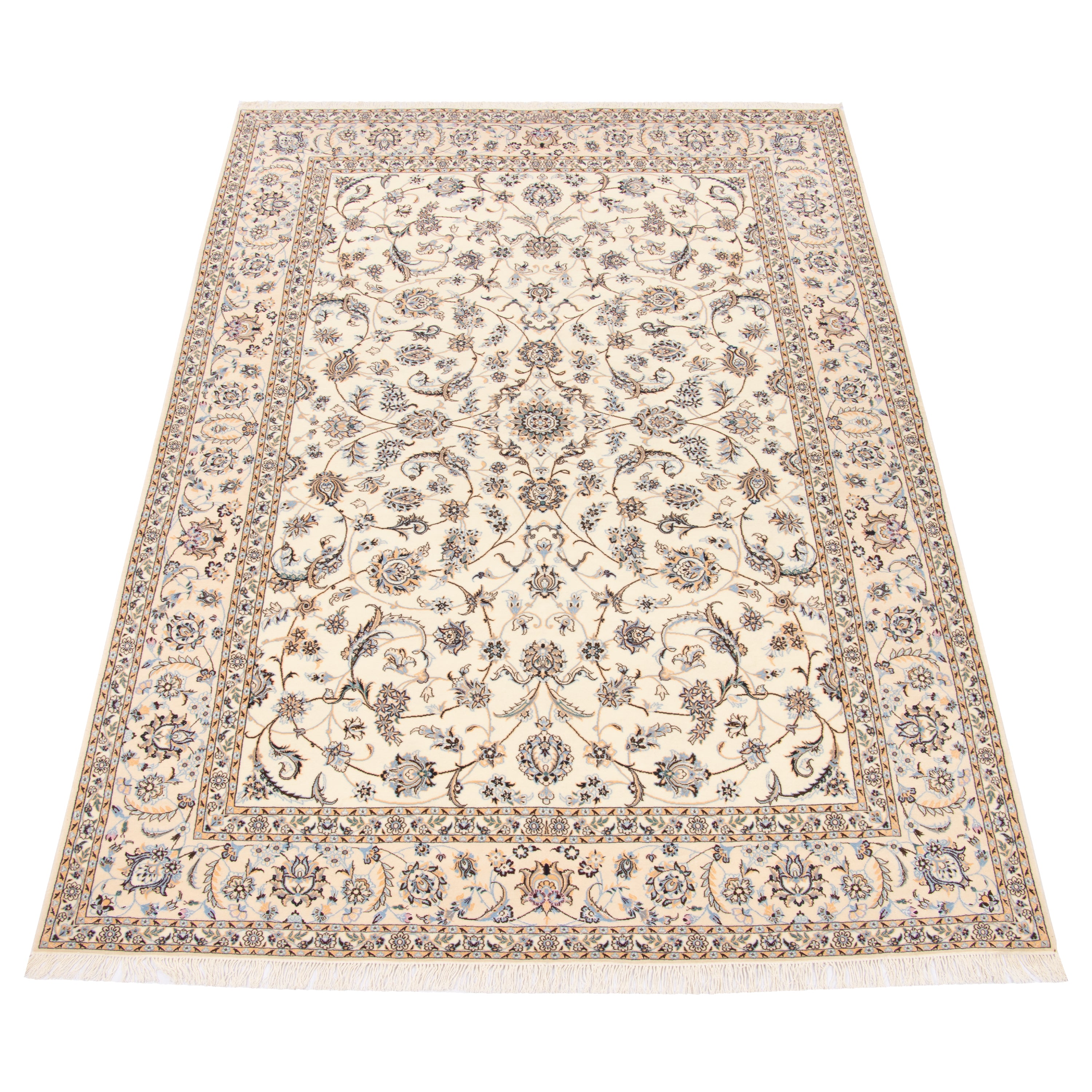 سجادة نايين اليدوية — أفشان | خيوط الحرير / صوف السدى | 205 × 300 سم | رمز المنتج 10601110