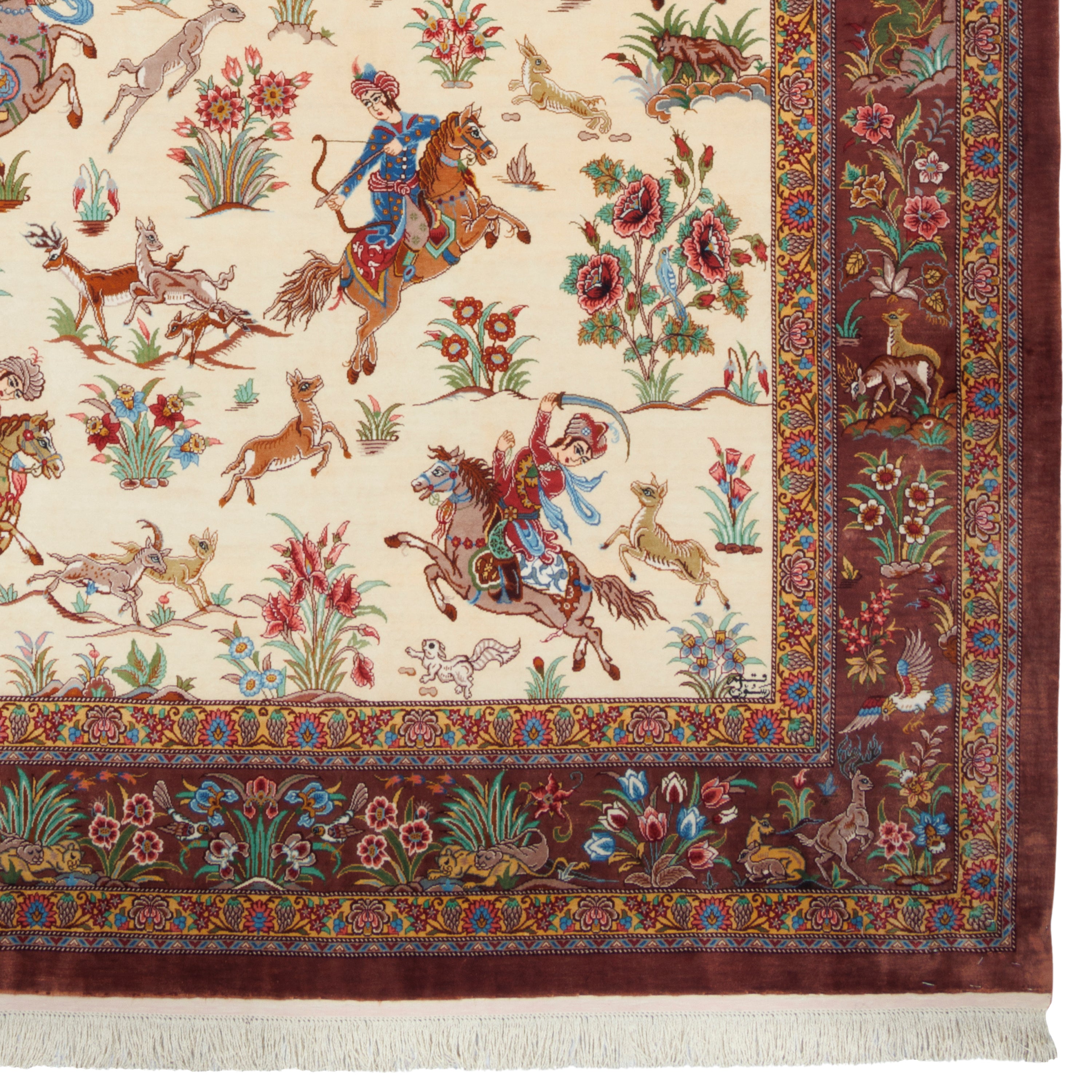 سجادة قم يدوية - ساراسار | حرير كامل | 128 × 205 سم | رمز المنتج 10200390