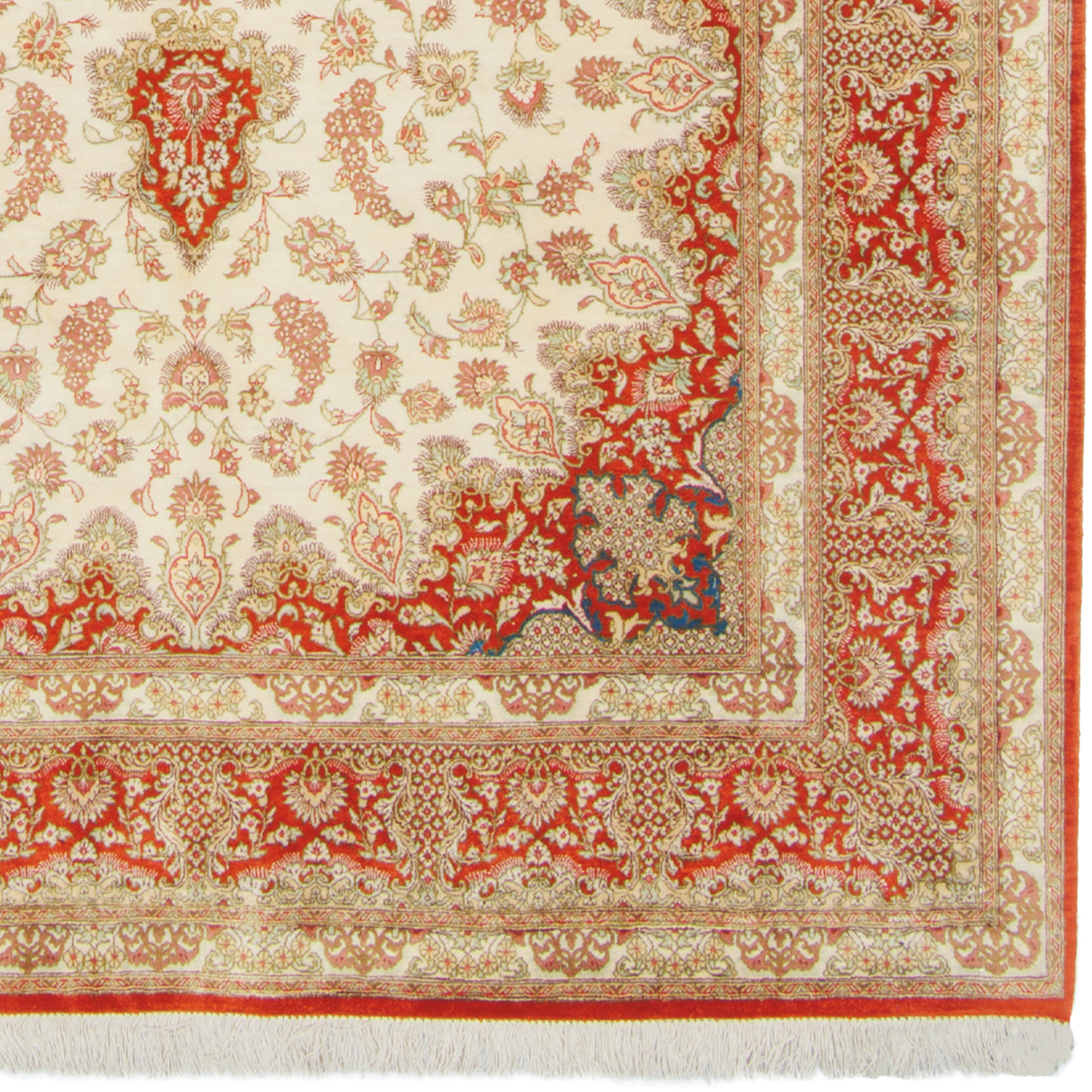 سجادة قم يدوية — لچک ترنج | حرير بالكامل | 132 × 202 سم | SKU 10200471