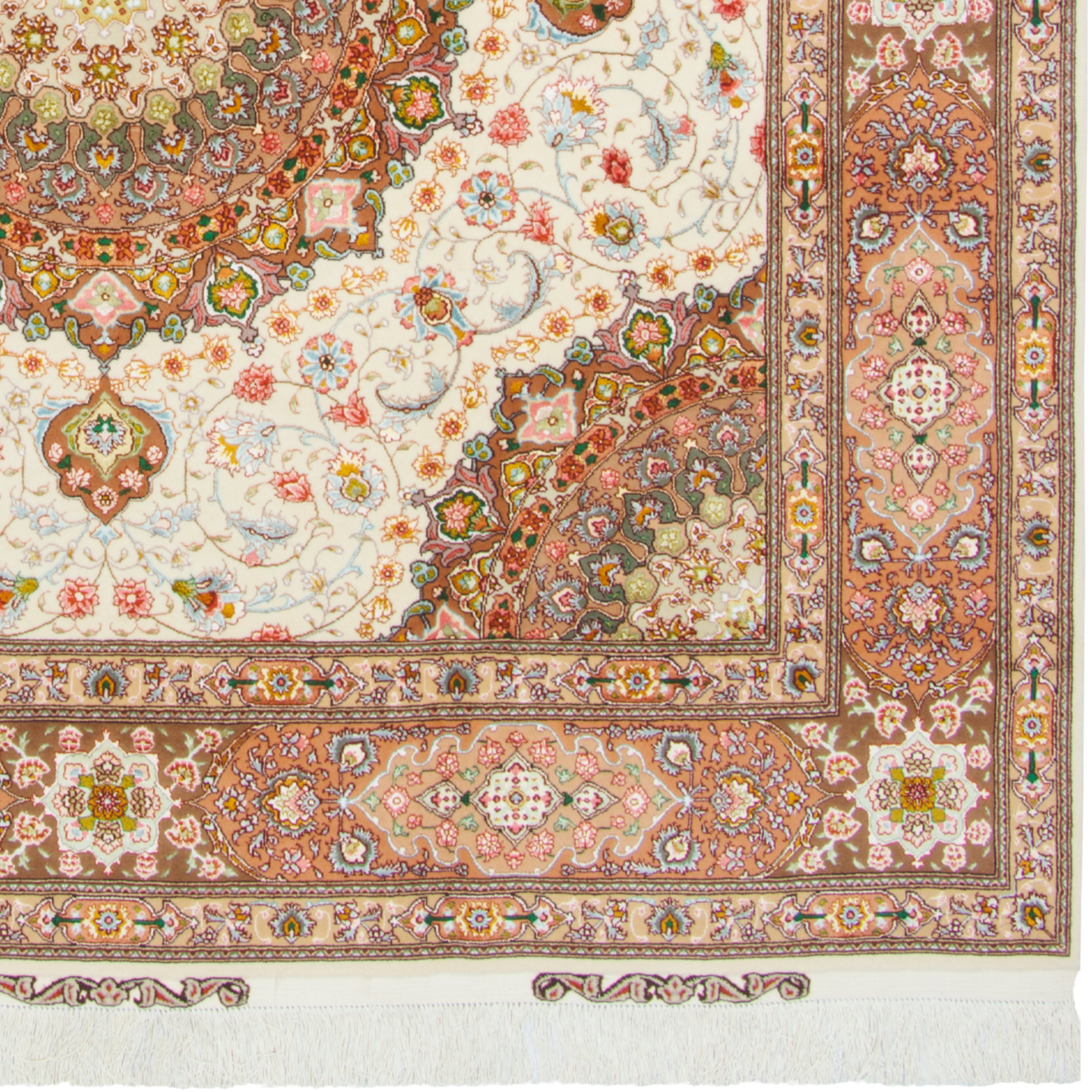 سجاد تبريز يدوي — لَتشك تُرُنج | خيوط حريرية / سدى حريري | 200 × 205 سم | رمز المنتج 10400558