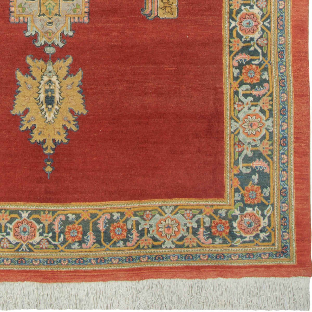 Tabriz Handmade Carpet, Central Medallion, Wool, Lacquer Red, 202 × 305 cm — 1016697