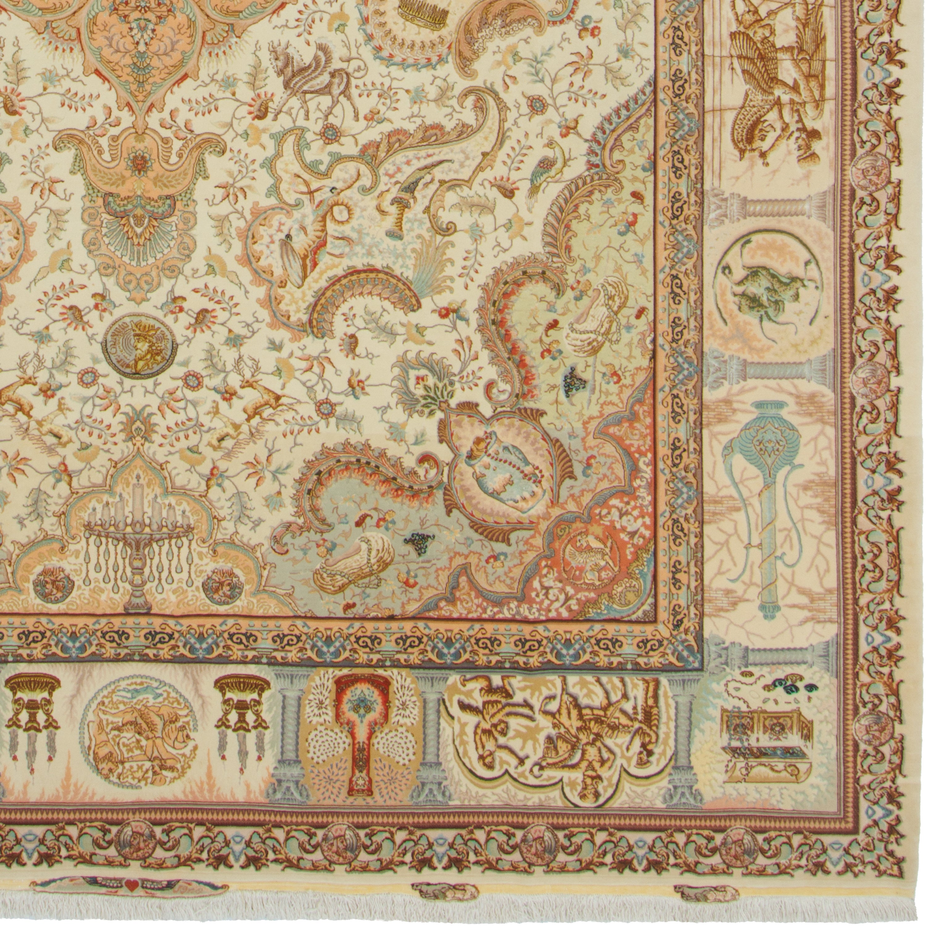 فرش دستباف تبریز — لچک ترنج | پرز ابریشم / چله پنبه | 295 × 403 سانتیمتر | SKU 11100664