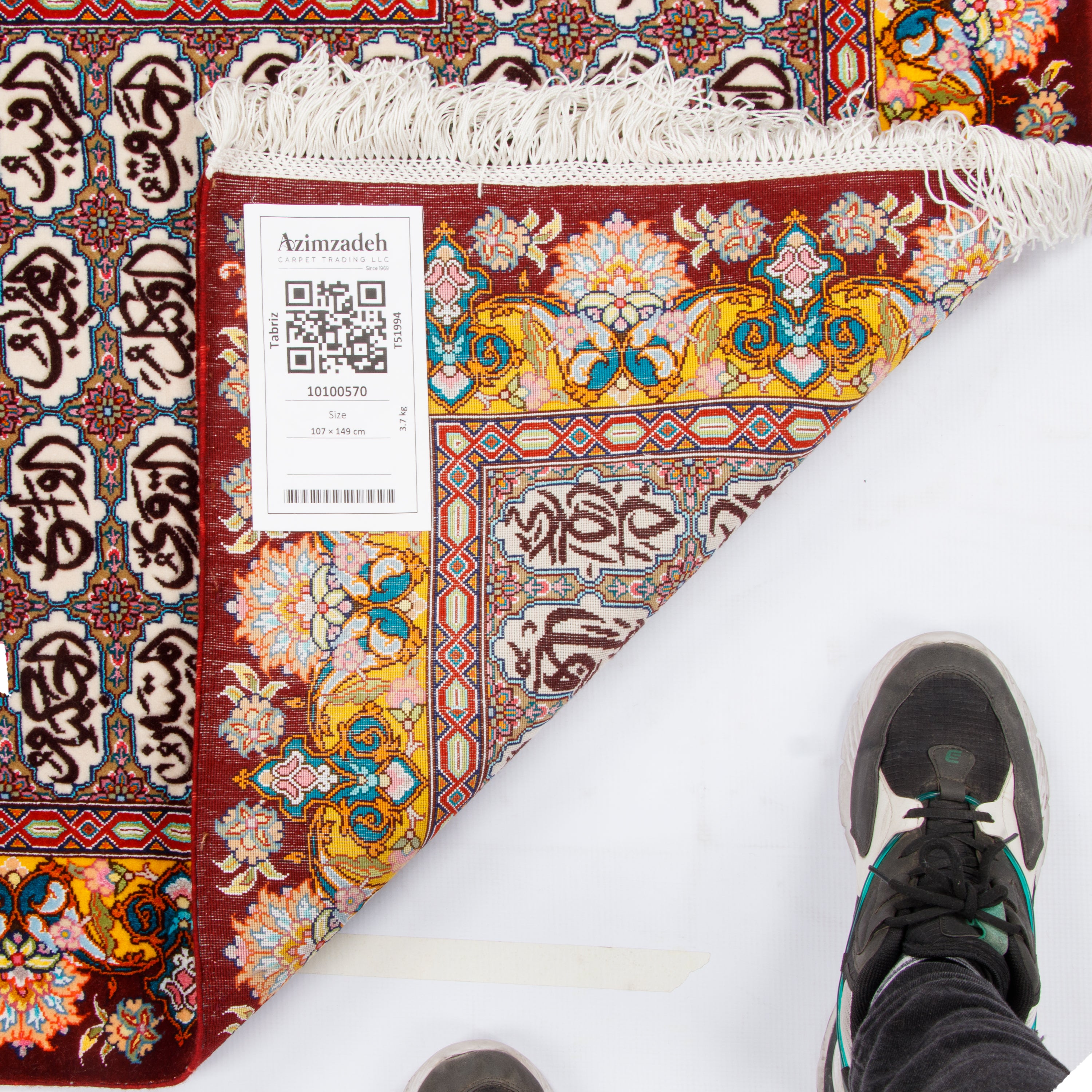 لوحة جدارية من سجاد تبريز اليدوي — خشطي | وبر حريري / سداء حريري | 149 × 107 سم | رمز المنتج 70100570