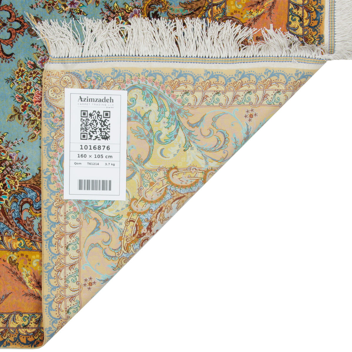 Qom Handmade Carpet by Seyed Morteza Mirmehdi, Medallion and Corner, Silk, Gray, 105 × 160 cm — 1016876