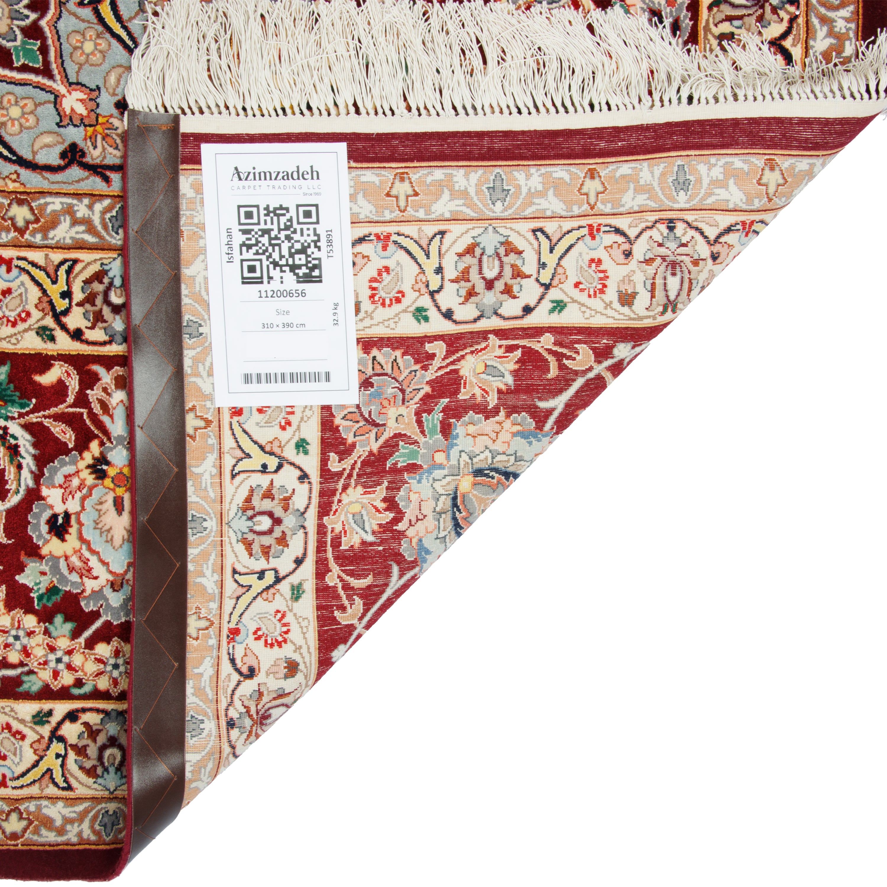 سجاد اصفهان يدوي — لَتشَك تُرَنج | خيوط حرير / سدى حرير | 310 × 390 سم | رمز المنتج 11200656
