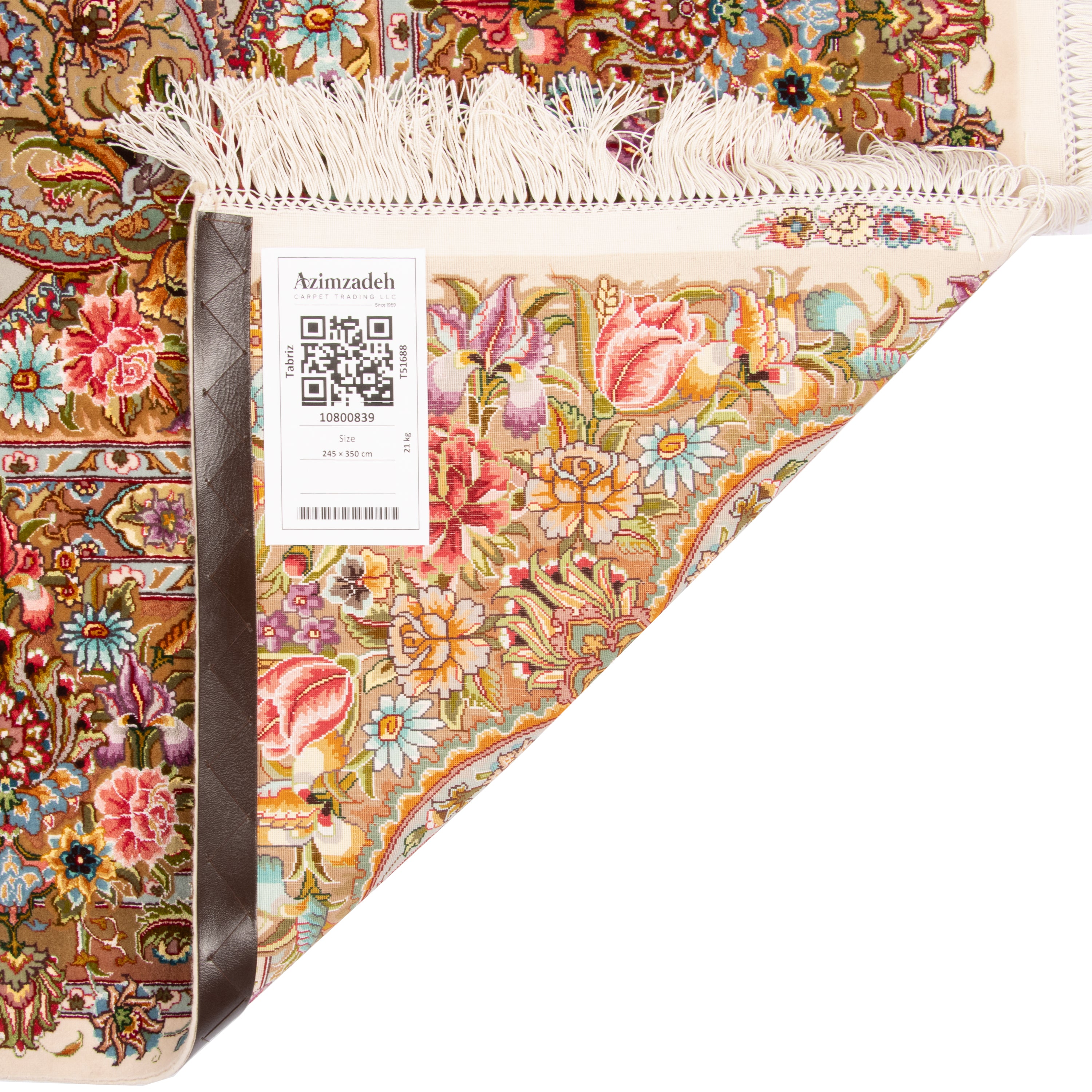 سجاد تبريز يدوي — لَتشَك تُورَنج | كومة حريرية / سدى حريري | 245 × 350 سم | رمز المنتج 10800839