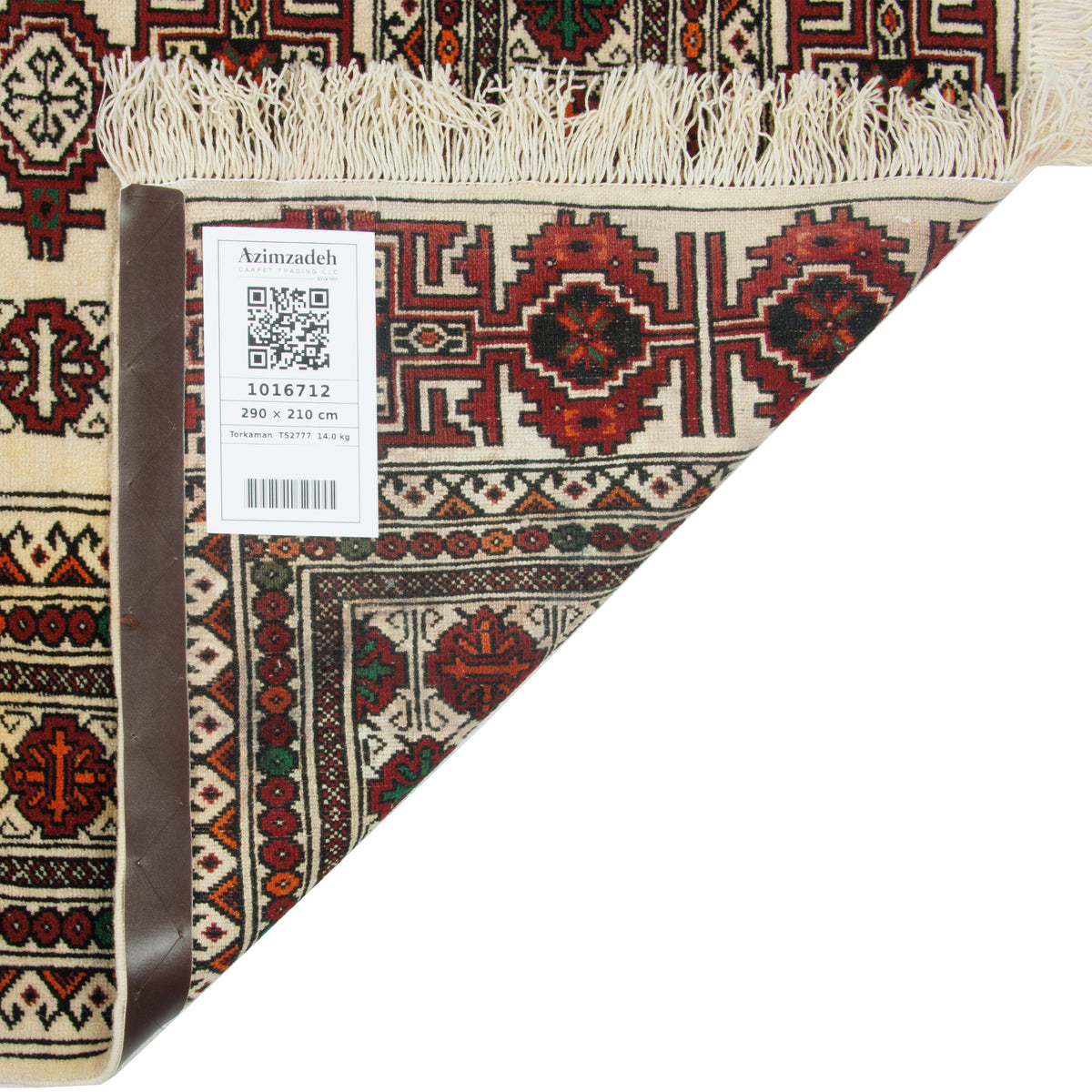 فرش دستباف طرح سراسر تمام پشم کرم ترکمن 210 × 290 سانتیمتر کد 1016712