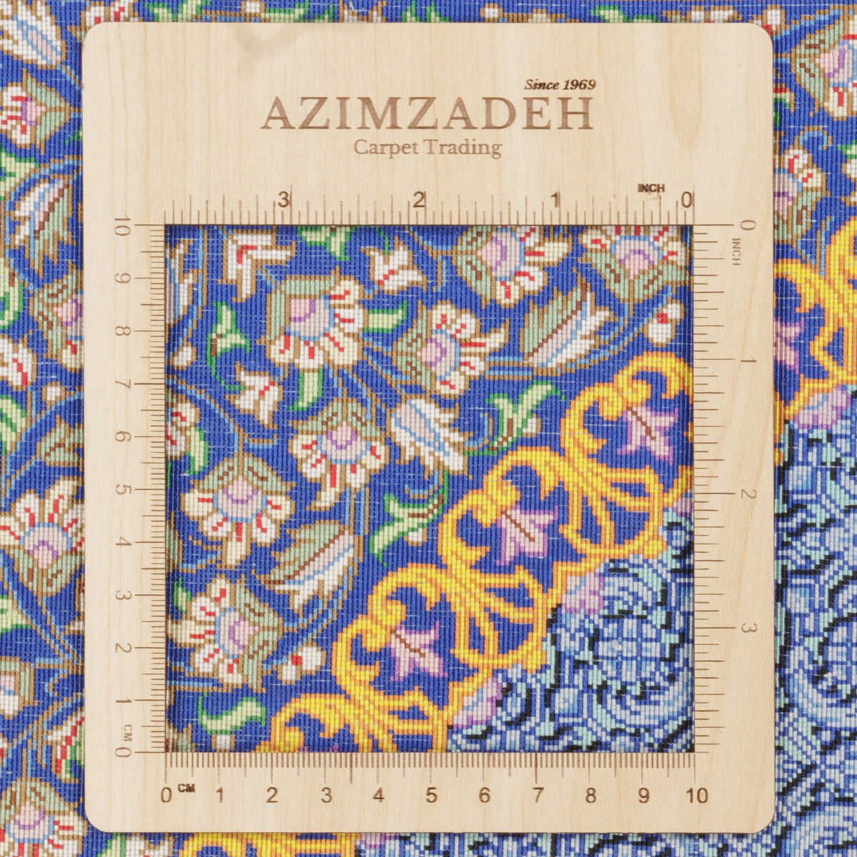 Qom Handmade Carpet by Saveh Naeini, Central Medallion, Silk, Blue, 100 × 153 cm — 1016892