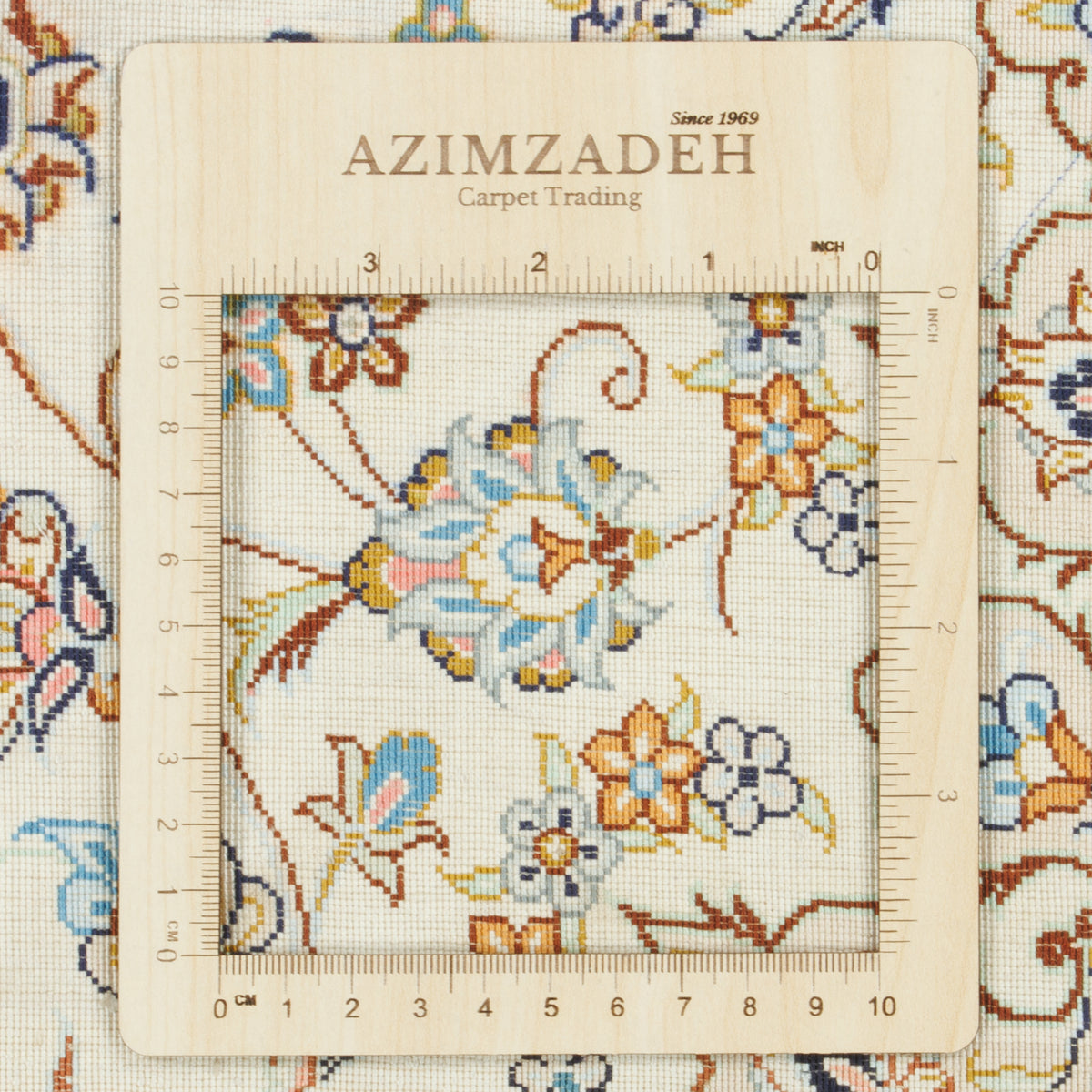 Qom Handmade Carpet by erami, Medallion and Corner, Silk, Ivory, 100 × 153 cm — 1017003