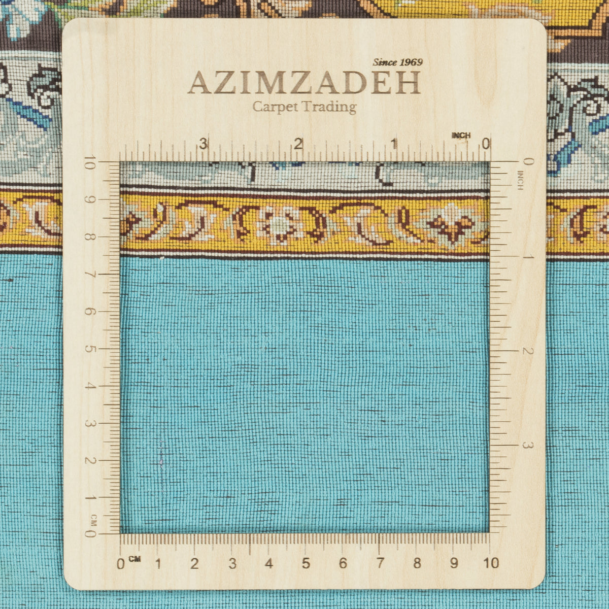 Qom Handmade Carpet by Hosein Kashizadeh, Central Medallion, Silk, Turquoise, 135 × 207 cm — 1016447
