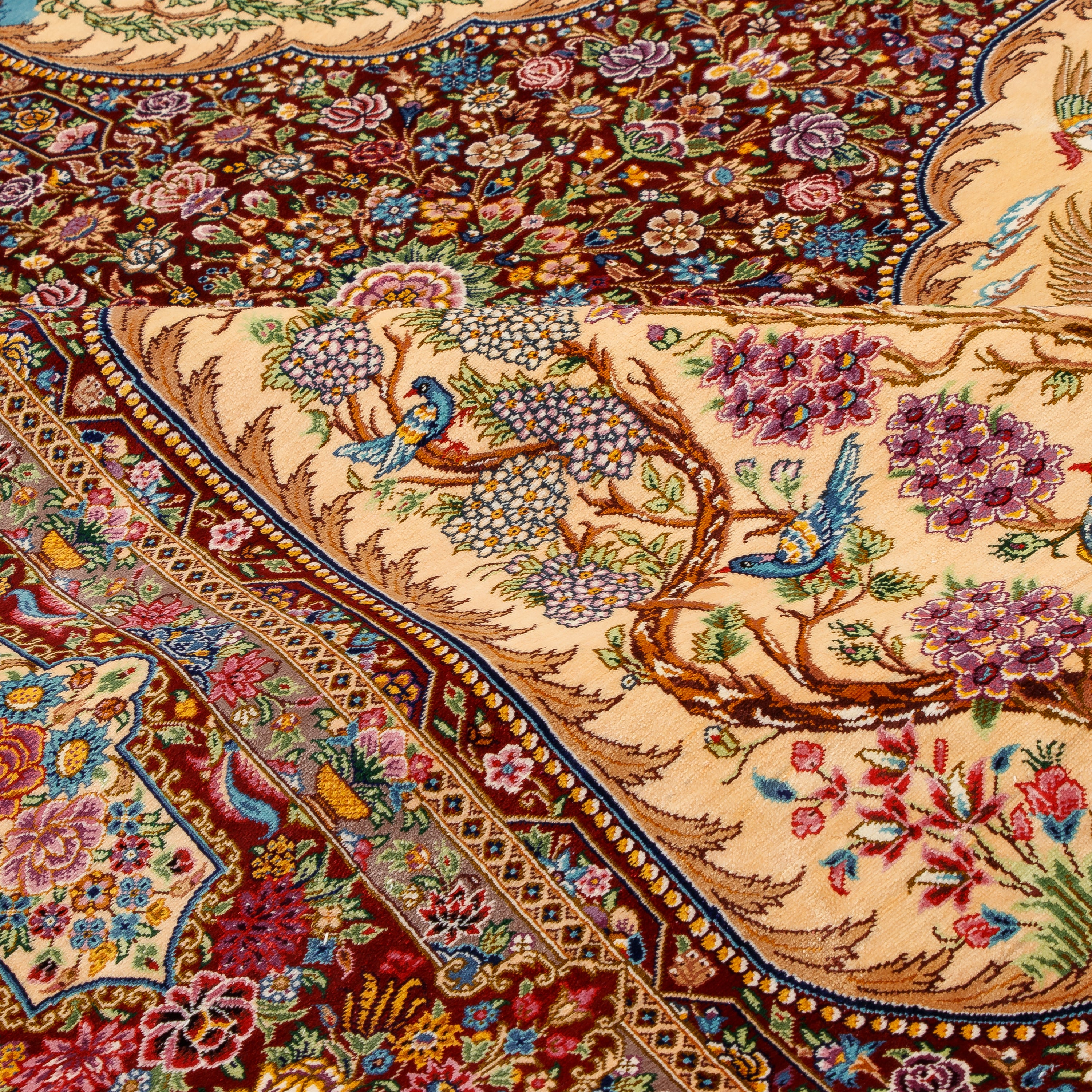 Qom Handmade Carpet — Ghabi | Full Silk | 140 × 210 cm | SKU 10200450