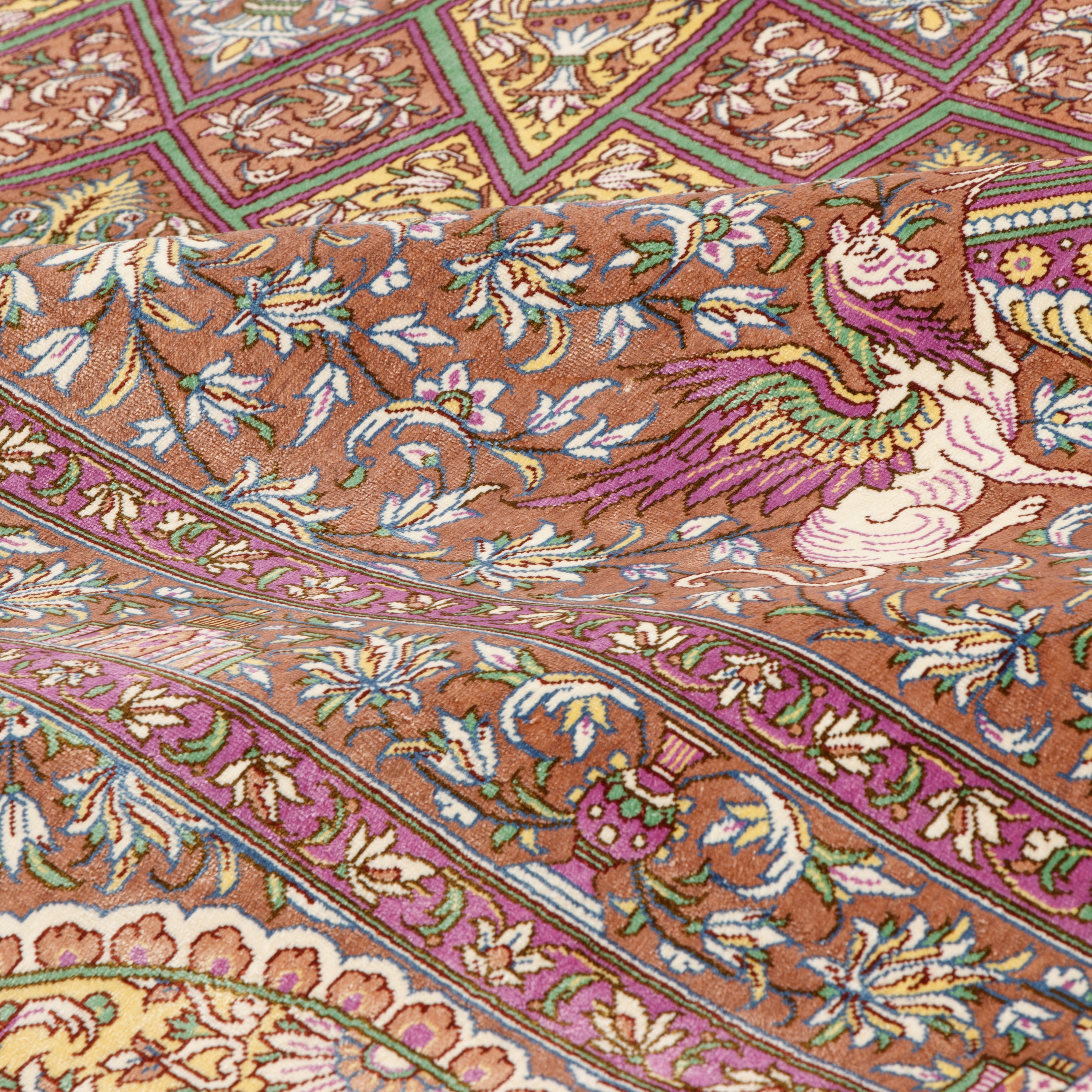 Qom Handmade Carpet — Gonbadi | Full Silk | 346 × 346 cm | SKU 11100615