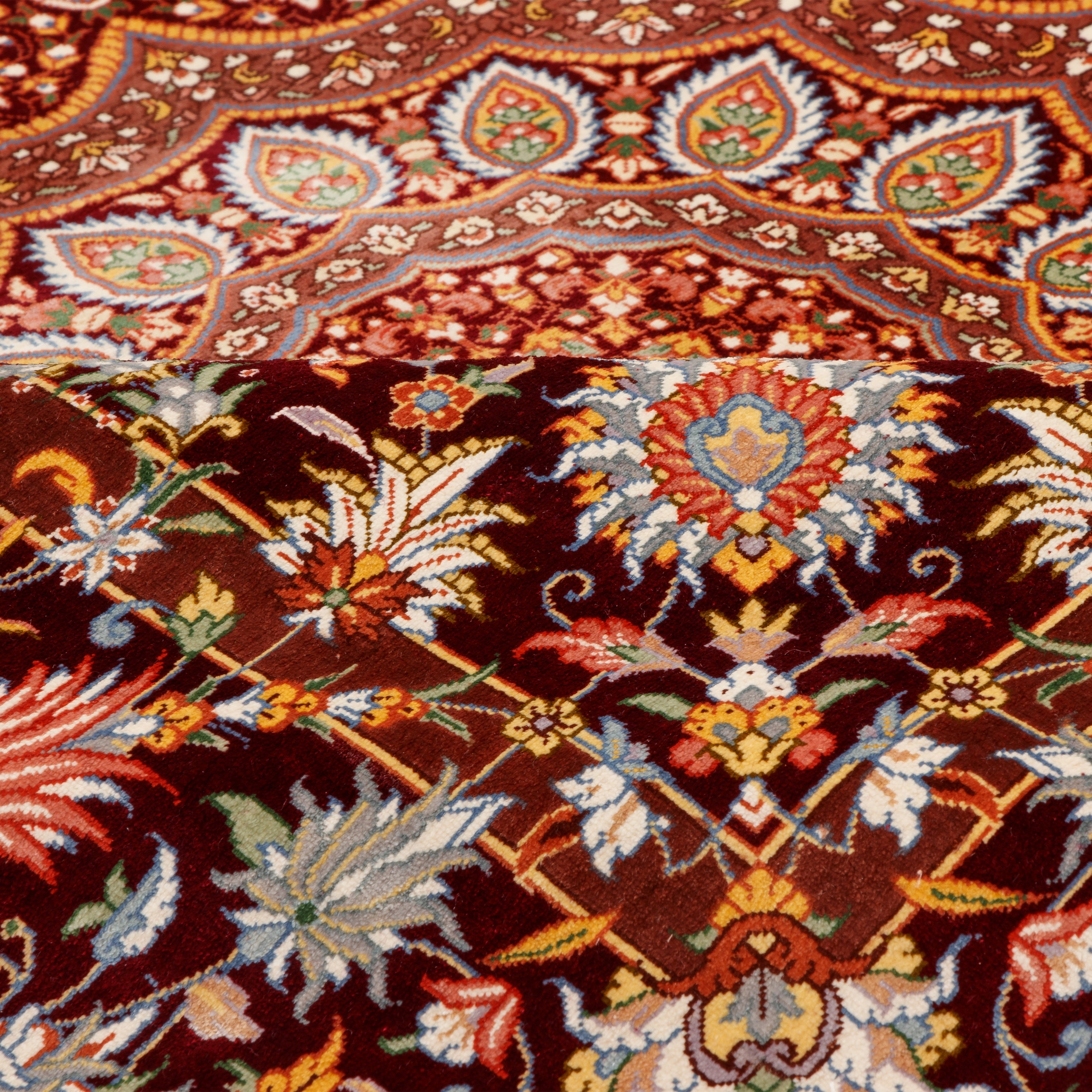 Qom Handmade Carpet — Lachak Toranj | Full Silk | 102 × 102 cm | SKU 10100544