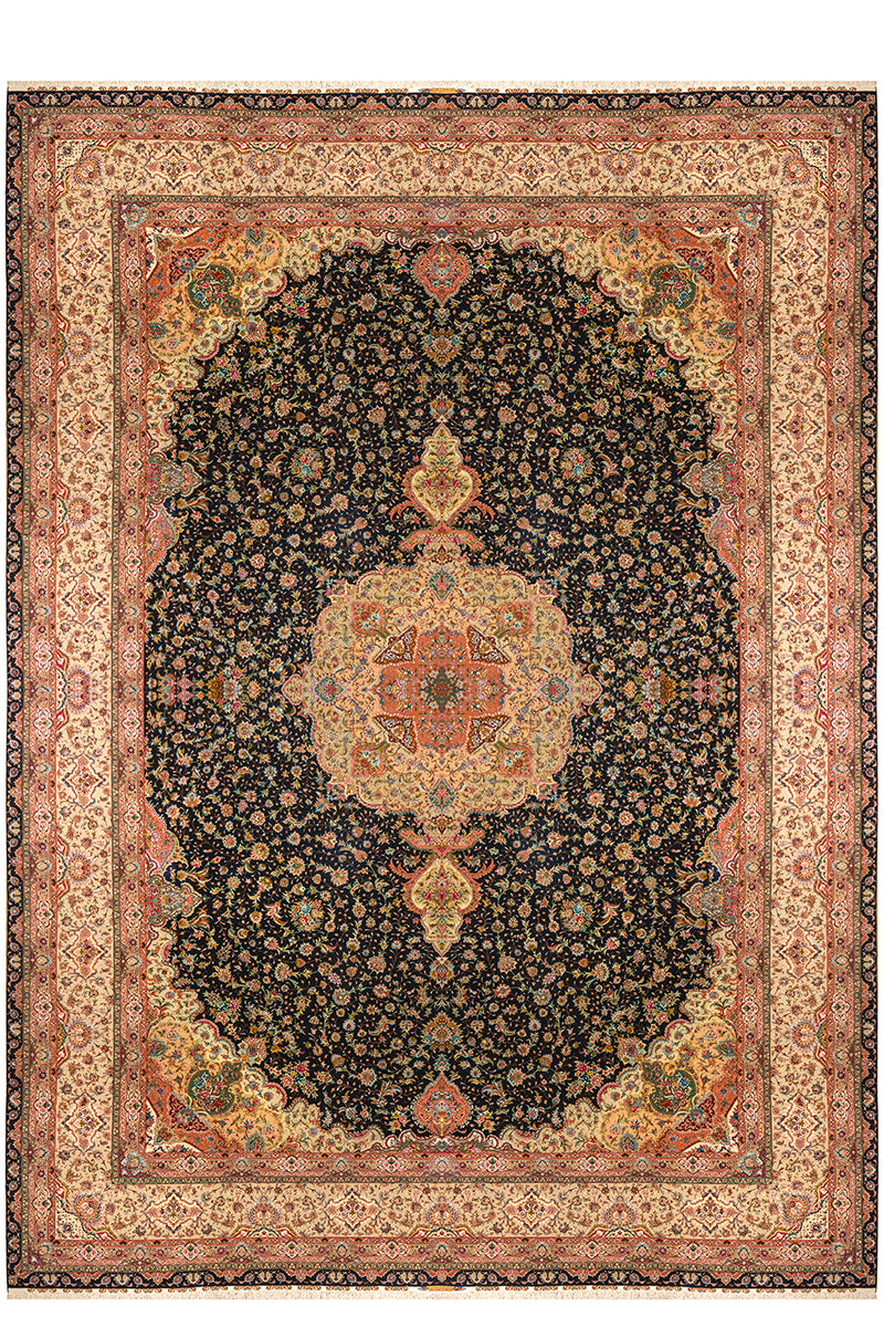 سجادة تبريز يدوية — لشك ترنج | وبر حرير / سداة حرير | 685 × 1030 سم | SKU 17000533