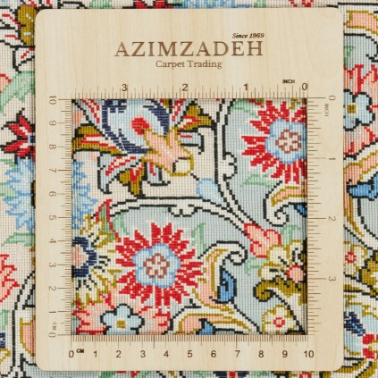 Handwoven Carpet, Corner Medallion Layout, All Silk, Kashan, 243 × 343 cm Ref 10800828