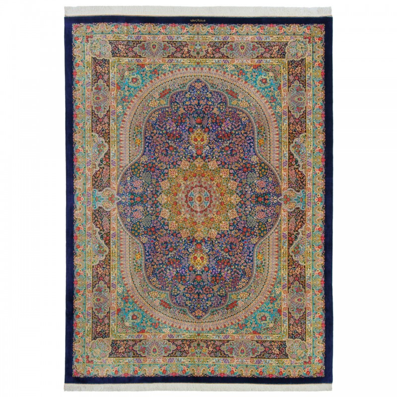 Handwoven Carpet, Corner Medallion Layout, All Silk, Qom, 250 × 345 cm Ref 10800829