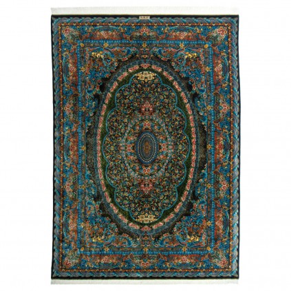 Handwoven Carpet, Corner Medallion Layout, All Silk, Qom, 247 × 350 cm Ref 10800834
