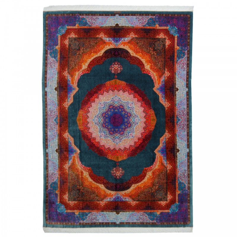 Handwoven Carpet, Plain Field Layout, All Silk, Qom, 243 × 352 cm Ref 10800835