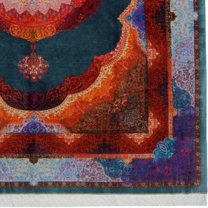 Handwoven Carpet, Plain Field Layout, All Silk, Qom, 243 × 352 cm Ref 10800835