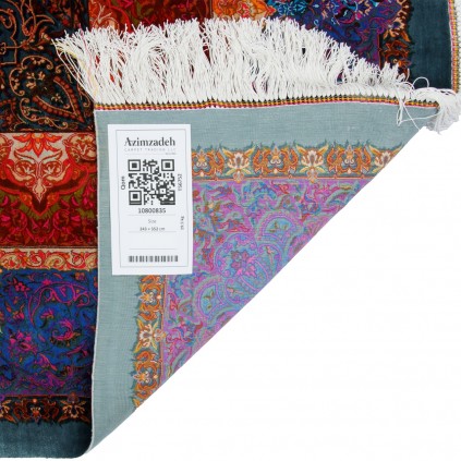 Handwoven Carpet, Plain Field Layout, All Silk, Qom, 243 × 352 cm Ref 10800835