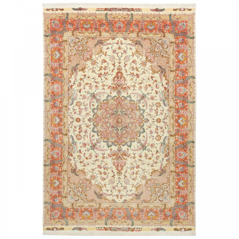 Handwoven Carpet, Corner Medallion Layout, Wool and Silk on Silk Warp, Tabriz, 244 × 353 cm Ref 10800837