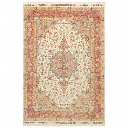 Handwoven Carpet, Corner Medallion Layout, Wool and Silk on Silk Warp, Tabriz, 244 × 353 cm Ref 10800837