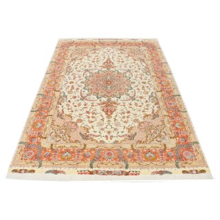 Handwoven Carpet, Corner Medallion Layout, Wool and Silk on Silk Warp, Tabriz, 250 × 350 cm Ref 10800838