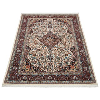 Handwoven Carpet, Corner Medallion Layout, Wool on Silk Warp, Kashan, 140 × 220 cm Ref 10300841