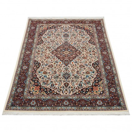 Handwoven Carpet, Corner Medallion Layout, Wool on Silk Warp, Kashan, 140 × 220 cm Ref 10300841