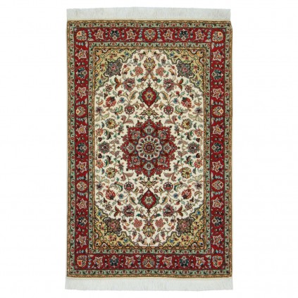 Handwoven Carpet, Corner Medallion Layout, Wool and Silk on Cotton Warp, Tabriz, 100 × 150 cm Ref 10100845