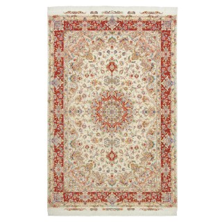 Handwoven Carpet, Corner Medallion Layout, Wool and Silk on Silk Warp, Tabriz, 202 × 302 cm Ref 10600964