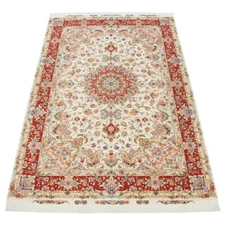 Handwoven Carpet, Corner Medallion Layout, Wool and Silk on Silk Warp, Tabriz, 202 × 302 cm Ref 10600964