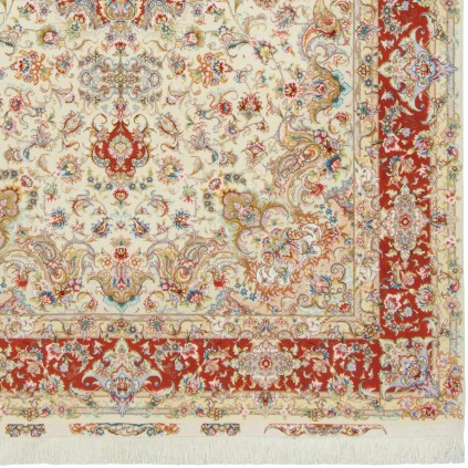 Handwoven Carpet, Corner Medallion Layout, Wool and Silk on Silk Warp, Tabriz, 202 × 302 cm Ref 10600964