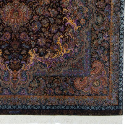 Handwoven Carpet, Corner Medallion Layout, All Silk, Qom, 200 × 306 cm Ref 10601037