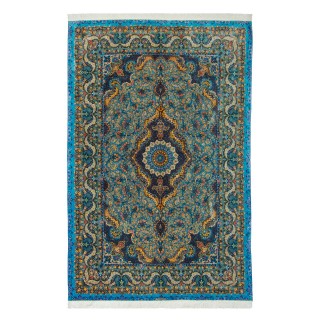 Handwoven Carpet, Corner Medallion Layout, All Silk, Qom, 195 × 300 cm Ref 10501040