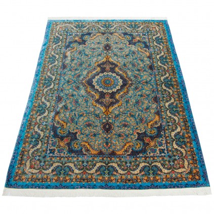 Handwoven Carpet, Corner Medallion Layout, All Silk, Qom, 195 × 300 cm Ref 10501040