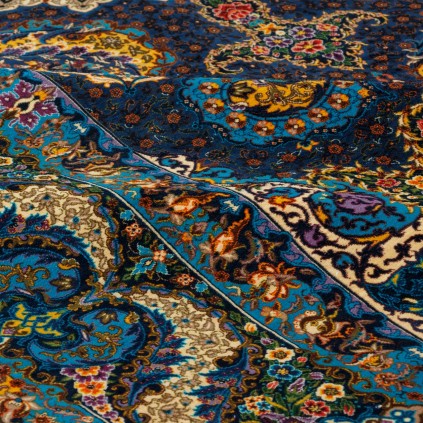 Handwoven Carpet, Corner Medallion Layout, All Silk, Qom, 195 × 300 cm Ref 10501040