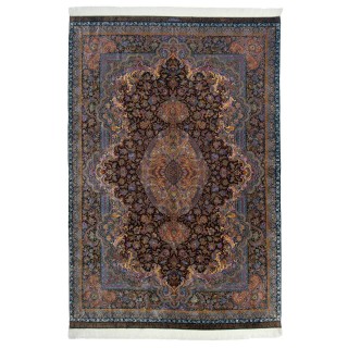 Handwoven Carpet, Corner Medallion Layout, All Silk, Qom, 207 × 307 cm Ref 10601041