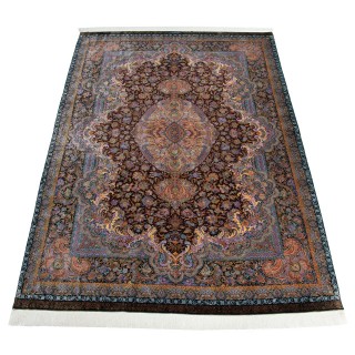 Handwoven Carpet, Corner Medallion Layout, All Silk, Qom, 207 × 307 cm Ref 10601041