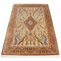 Handwoven Carpet, Corner Medallion Layout, All Silk, Qom, 203 × 305 cm Ref 10601050